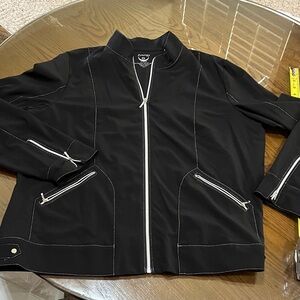Black Zip-Up Jacket with sparkly  White Stitching